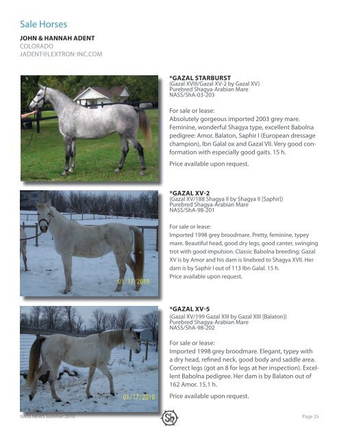 NASS Newsletter 2010 - North American Shagya-Arabian Society