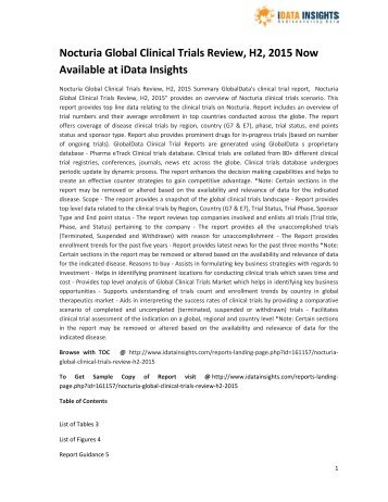 Nocturia Global Clinical Trials Review