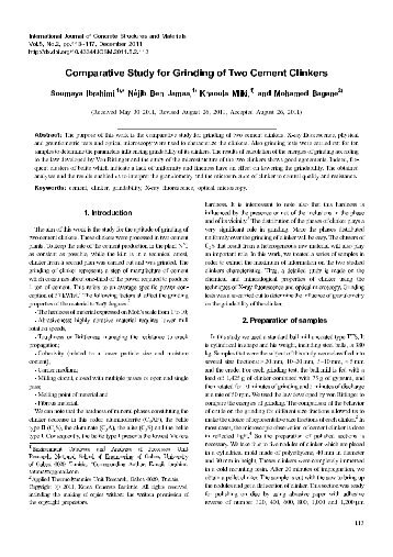 Comparative Study for Grinding of Two Cement Clinkers