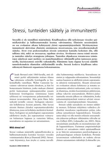 Stressi, tunteiden säätely ja immuniteetti - Terveyskirjasto