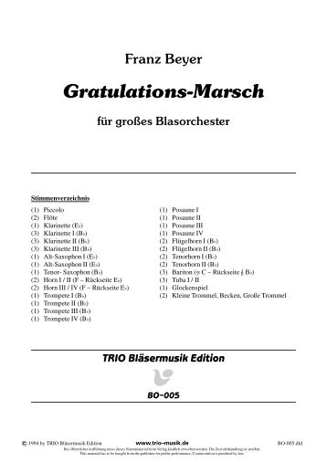 Gratulations-Marsch - Demopartitur (BO-005)