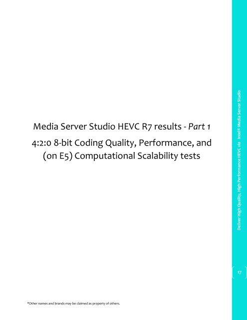 Deliver High Quality High Performance HEVC via Intel® Media Server Studio