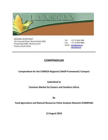 COMPENDIUM for the COMESA Regional CAADP - FANRPAN