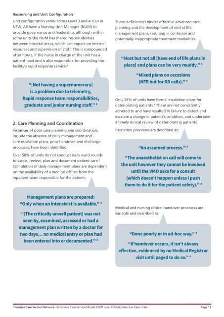 Intensive Care Service Model NSW Level 4 Adult Intensive Care Units