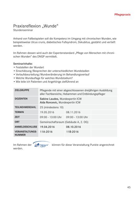 Klinikum Frankfurt Höchst: Kompetenzzentrum Fortbildungsprogramm 2016