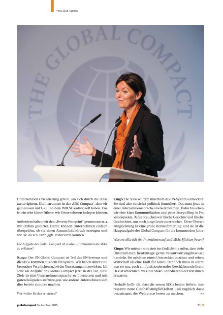 Agenda 2030 - Schwerpunktthema im Global Compact Deutschland 2015