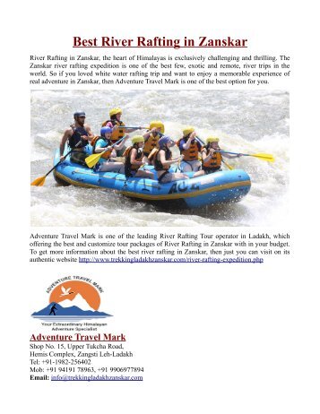 Best River Rafting in Zanskar