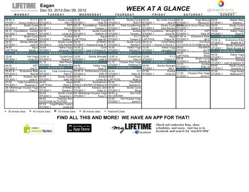 WEEK AT A GLANCE Eagan - Life Time Fitness Scheduling