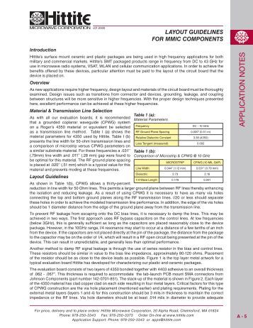 Layout Guidelines For Mmic Components | this publication is no lo Layout Guidelines For Mmic Components | this publication is no lo