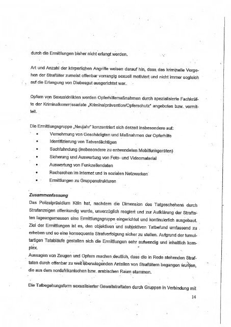 Bericht des NRW-Innenministeriums zur Silvesternacht in Köln