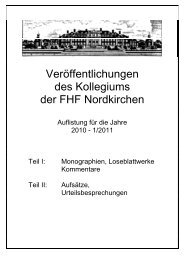 Veröffentlichungen des Kollegiums der FHF Nordkirchen