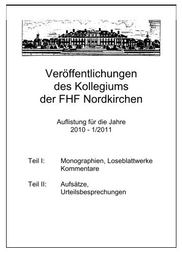 Veröffentlichungen des Kollegiums der FHF Nordkirchen