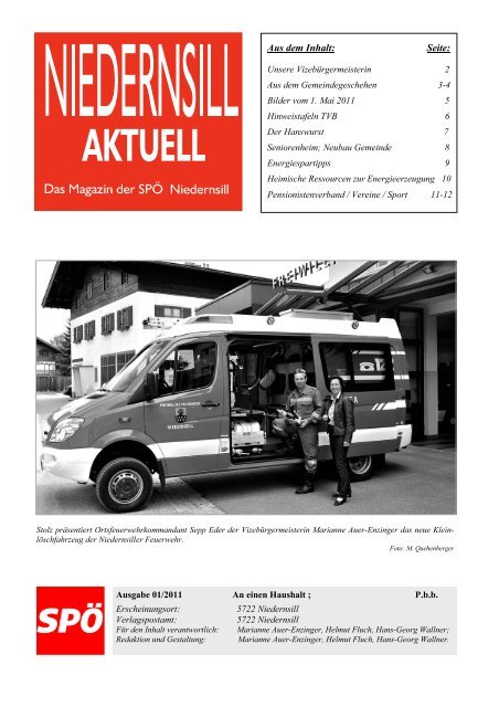 Ausgabe 01/2011 - SPÃ–-Niedernsill