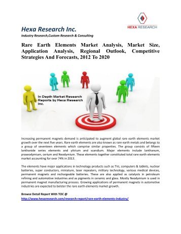 Rare Earth Elements Market Analysis, Market Size, Application Analysis, Regional Outlook, Competitive Strategies And Forecasts, 2012 To 2020