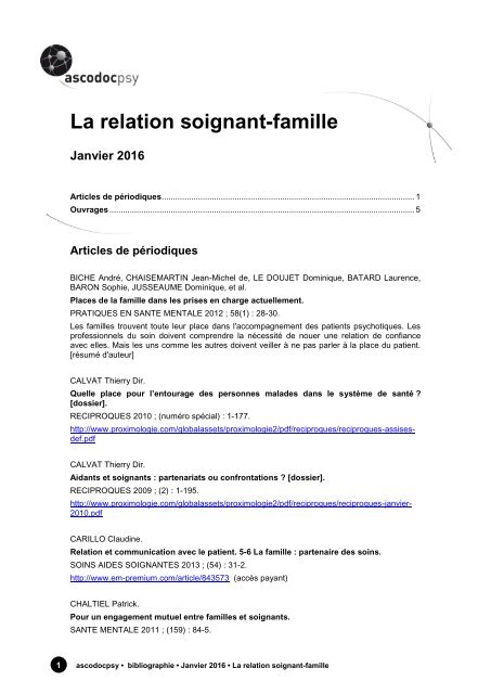 La relation soignant-famille