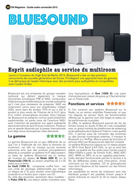 ON Magazine - Guide de l'audio connectée 2015