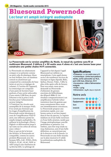 ON Magazine - Guide de l'audio connectée 2015