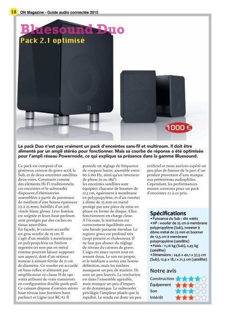 ON Magazine - Guide de l'audio connectée 2015