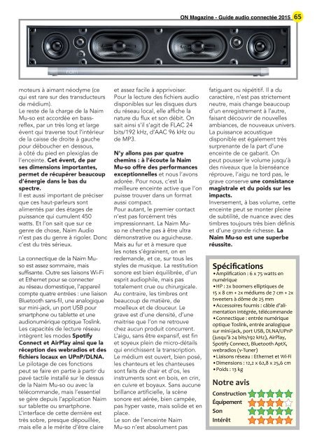 ON Magazine - Guide de l'audio connectée 2015