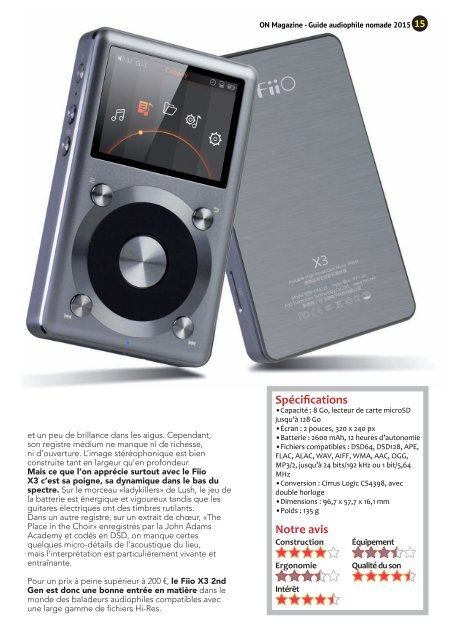 ON Magazine - Guide de l'audiophile nomade 2015