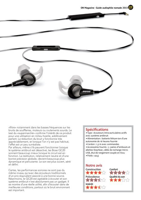 ON Magazine - Guide de l'audiophile nomade 2015