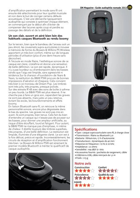 ON Magazine - Guide de l'audiophile nomade 2015