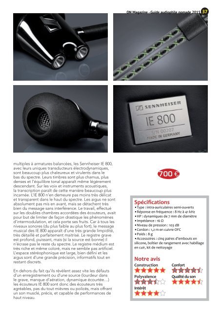 ON Magazine - Guide de l'audiophile nomade 2015