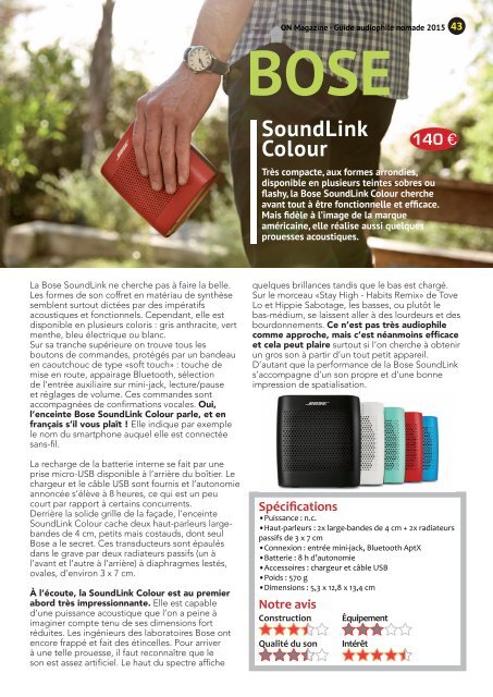 ON Magazine - Guide de l'audiophile nomade 2015