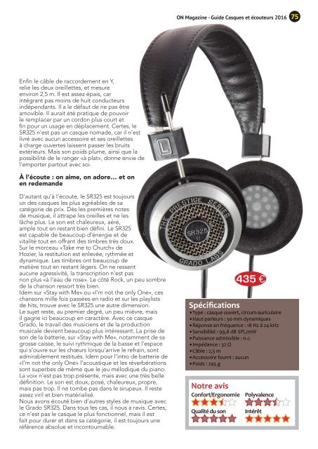 ON Magazine : Guide casques et écouteurs audiophiles 2016