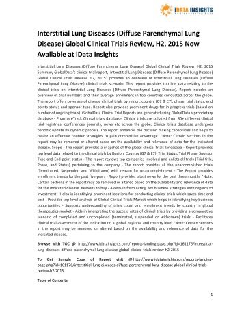 Interstitial Lung Diseases _Diffuse Parenchymal Lung Disease_ Global Clinical Trials Review, H2, 2015