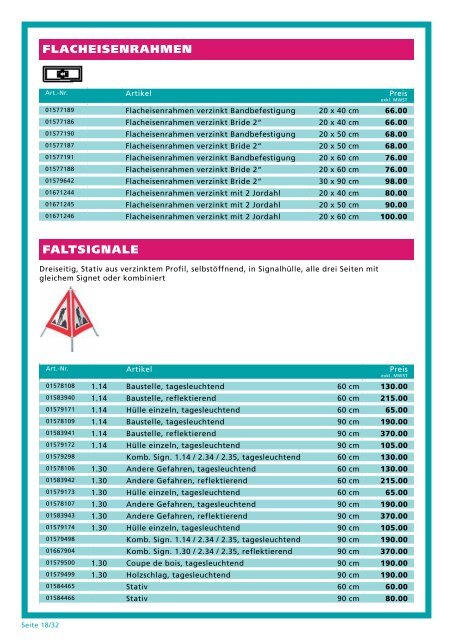 Download Broschüre Signalisationen / Absperrungen - BauBedarf