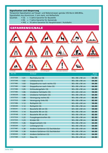 Download Broschüre Signalisationen / Absperrungen - BauBedarf