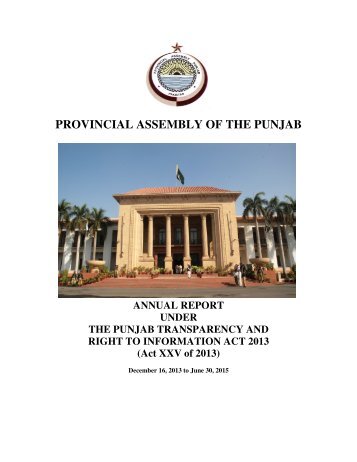 PROVINCIAL ASSEMBLY OF THE PUNJAB