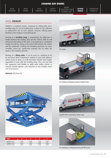 Loading bay equipment loading docks safety systems and lifting tables