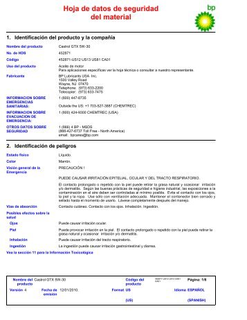 Hoja de datos de seguridad del material - Castrol