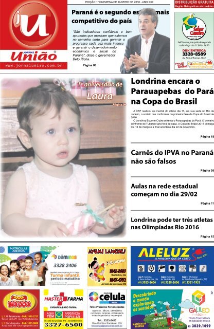 Jornal União - Edição da 1ª Quinzena de Janeiro de 2016