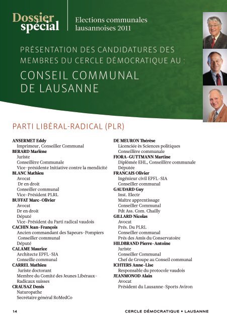 Elections communales 2011 - Cercle Démocratique Lausanne