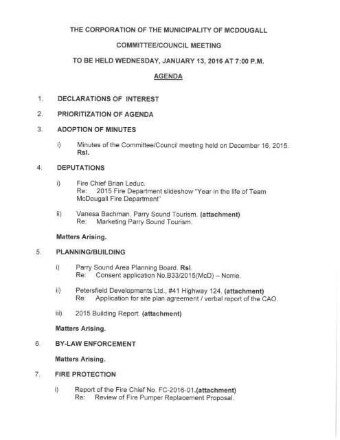 January 13, 2016 Agenda Package