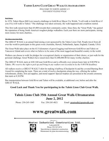 tahsis lions club great walk-ultramarathon - The Running Room