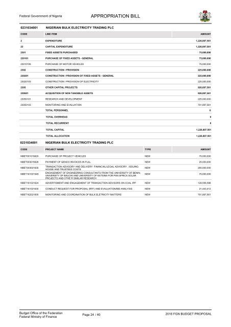 APPROPRIATION BILL