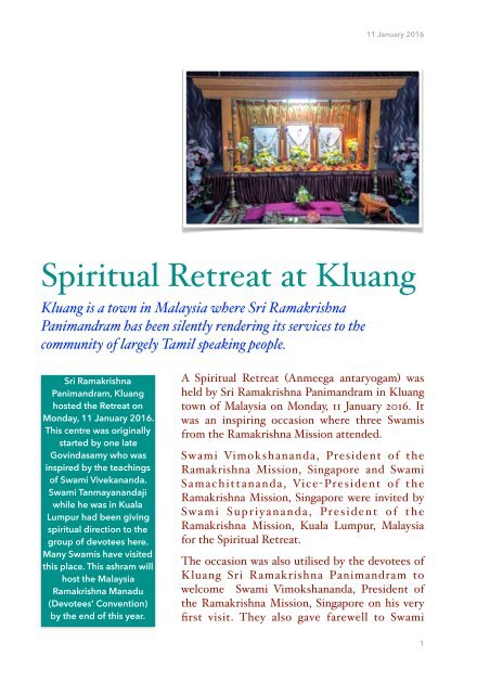 Report Kluang Retreat
