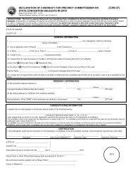 Declaration of Candidacy for Precinct Committeeman or State Convention Delegate 