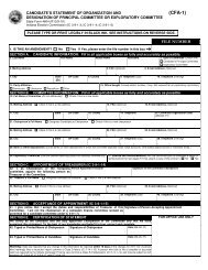 Candidate's Statement of Organization and Designation of Principal Committee or Exploratory Committee