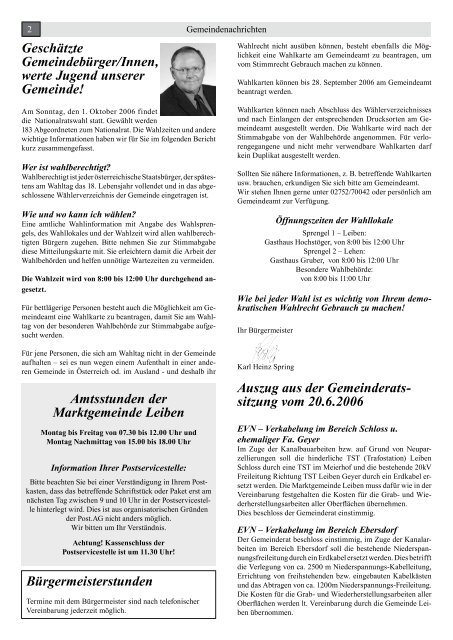 Gemeindezeitung 3/2006 - Marktgemeinde Leiben