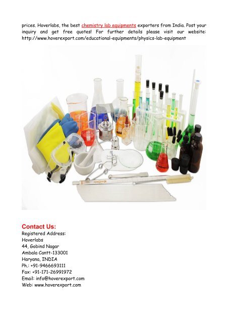 Chemistry Lab Equipments Manufacturers India