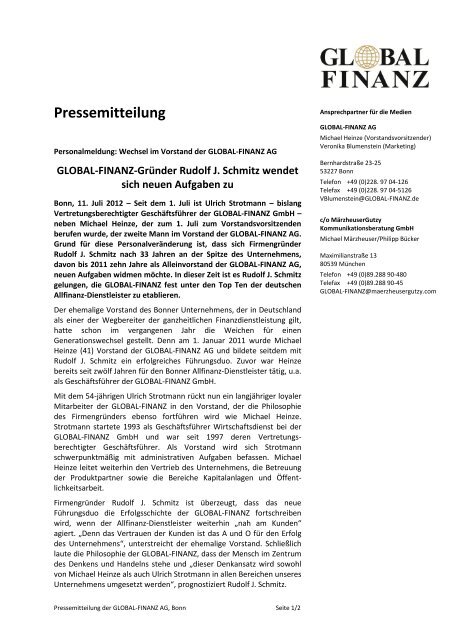 Pressemitteilung Global Finanz