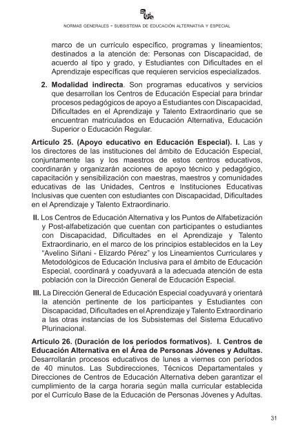 SUBSISTEMA DE EDUCACIÓN ALTERNATIVA Y ESPECIAL