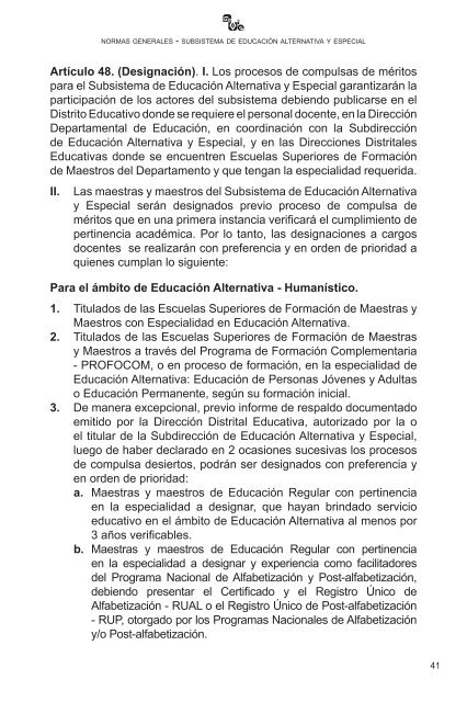 SUBSISTEMA DE EDUCACIÓN ALTERNATIVA Y ESPECIAL