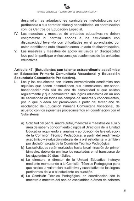 subsistema de educación regular