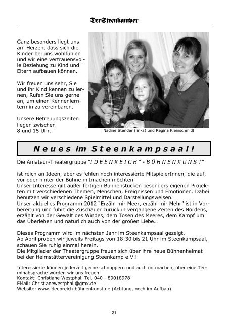 Mitteilungsblatt der Heimstättervereinigung-Steenkamp eV Getreten ...